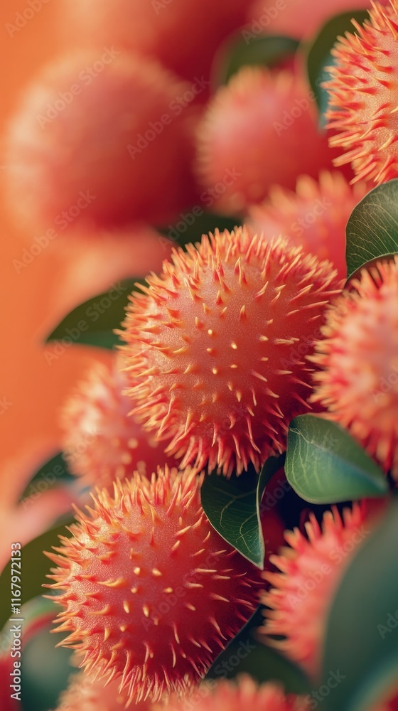 Vibrant Orange Floral Blossoms with Lush Green Leaves in a Tropical Garden Setting Close up Macro Photography Capturing the Intricate Textural Details and Vivid Colors Vibrant Orange Floral Blossoms with Lush Green Leaves in a Tropical Garden Setting Close up Macro Photography Capturing the Intricate Textural Details and Vivid Colors