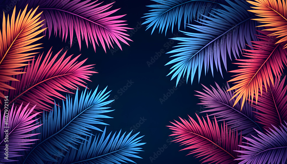 Radiant Tropical Palm Leaves in Vibrant Gradient Tones Radiant Tropical Palm Leaves in Vibrant Gradient Tones