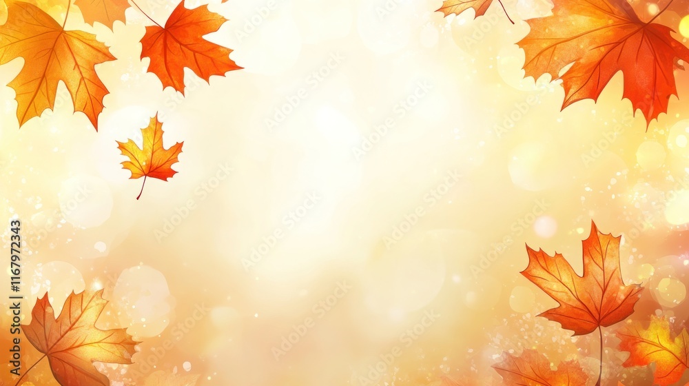 Autumn background with falling maple leaves and bokeh lights. Autumn background with falling maple leaves and bokeh lights.