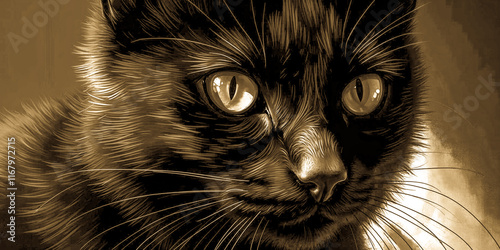 Close Up Shot Of A Black Cat