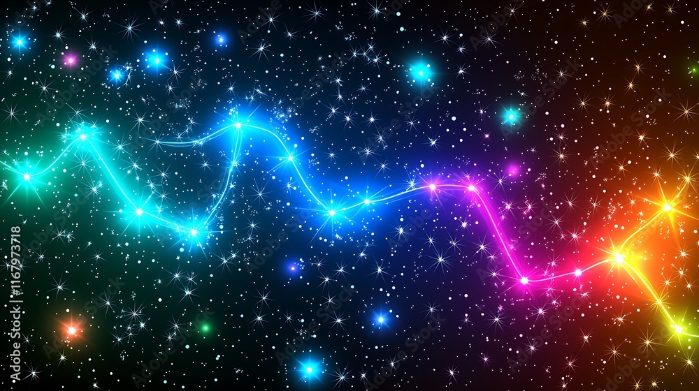 Rainbow Galaxy Trail Across Starry Night Sky Rainbow Galaxy Trail Across Starry Night Sky