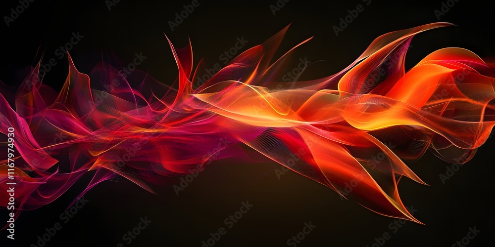 Fototapeta premium Abstract Red and Orange Flame-like Waves