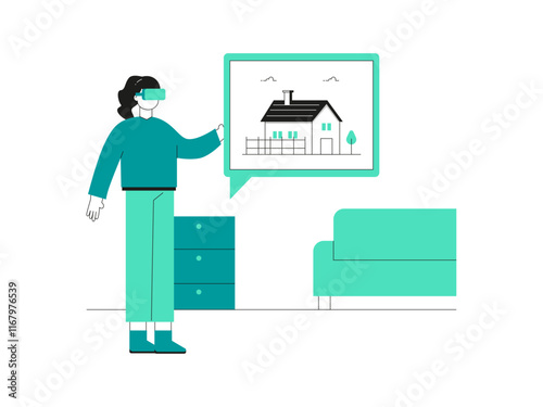 Woman wants to migrate to her dream home. Migration illustration. Flat vector illustration