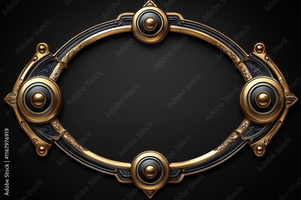 Fototapeta premium Elegant Ornate Gold And Black Oval Frame Design
