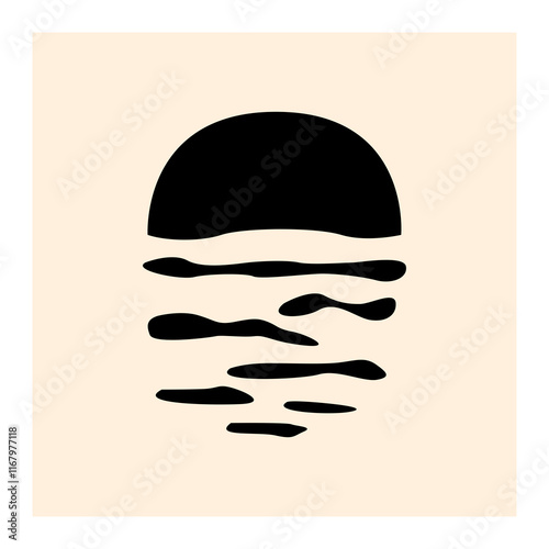 Minimalist abstract image featuring a series of irregular shapes on a light beige background photo