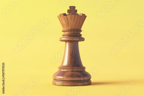 Detailed Wooden Chess Piece with Strong Texture