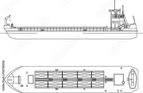 Vector sketch illustration silhouette design detail of offshore oil tanker ship for industry.eps