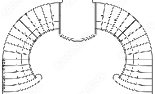 Vector sketch illustration silhouette design detail plan entrance stairs of old classic vintage european building.eps