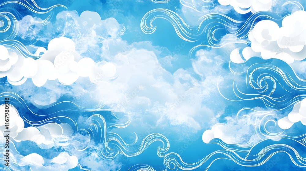 Whimsical Sky: Abstract Watercolor Clouds and Waves Whimsical Sky: Abstract Watercolor Clouds and Waves