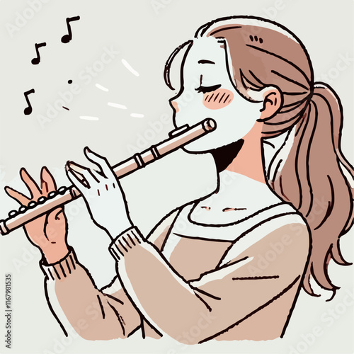 illustration of a person blowing a flute