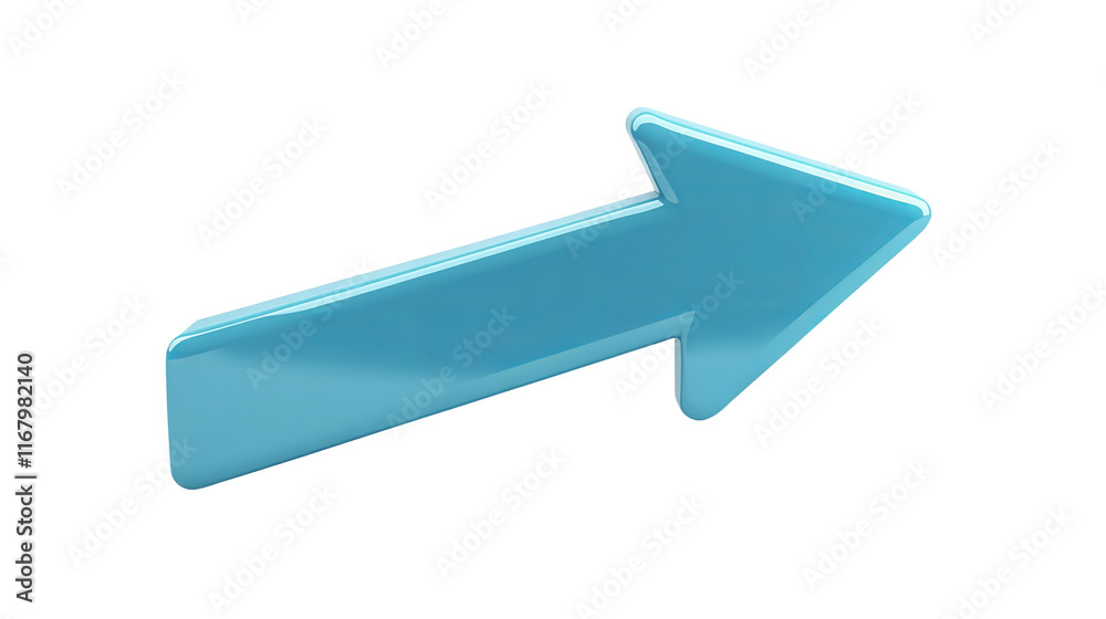 Blue glossy arrow pointing right isolated on white background Blue glossy arrow pointing right isolated on white background