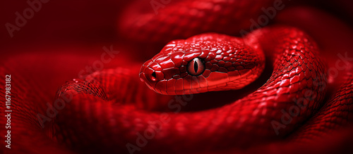 close up of a red snake photo