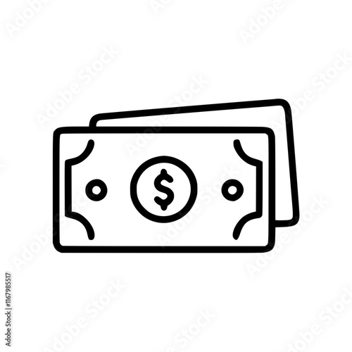 Banknotes in outline icon style, business and finance theme.