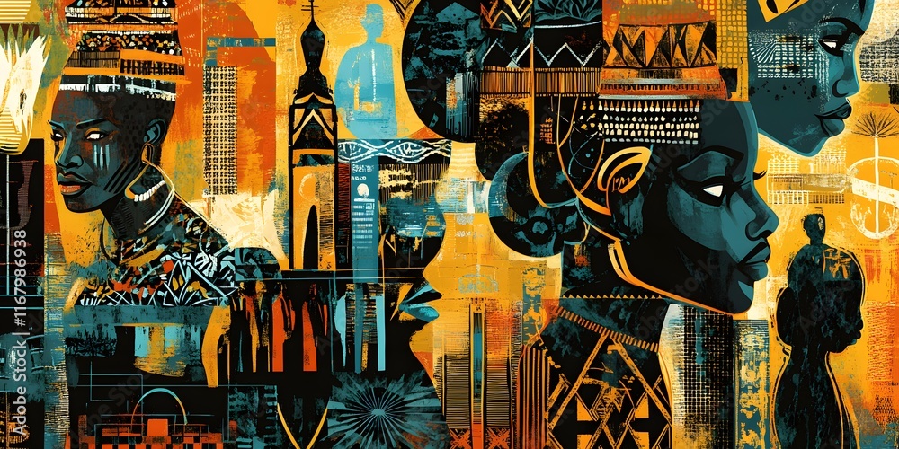 Obraz premium Abstract African Women, Heritage Collage