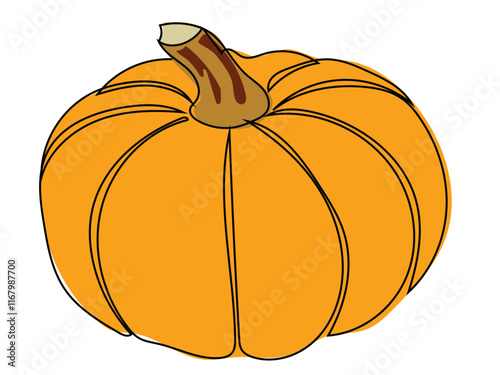 Pumpkin in continuous line art style and can be edited later photo