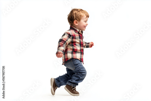 3 year old boy isolated on a white background