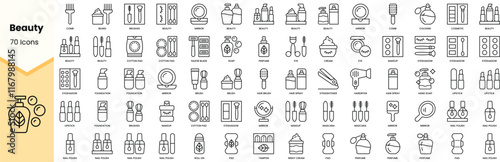 Set of beauty icons. Simple line art style icons pack. Vector illustration photo