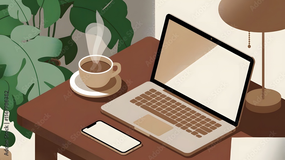 Fototapeta premium A flat and artistic isometric illustration with grain noise.