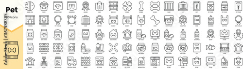 Set of pet icons. Simple line art style icons pack. Vector illustration