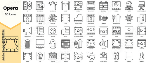 Set of opera icons. Simple line art style icons pack. Vector illustration
