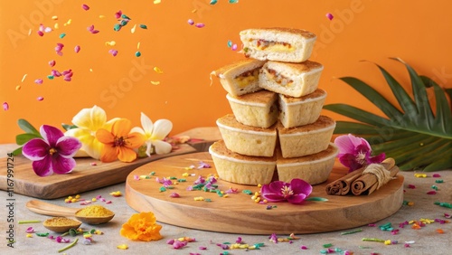 Festive Display of Apam Balik with Colorful Decorations