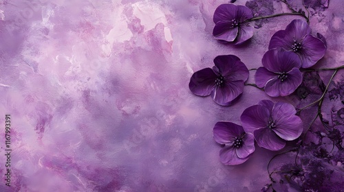 Purple Floral Abstract Painting: Textured Background