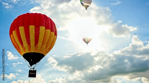 colorful hot air balloons in a clear sky