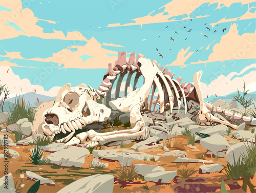 Beast's Feast: A Monstrous Predator's Aftermath in Stunning Vector Art