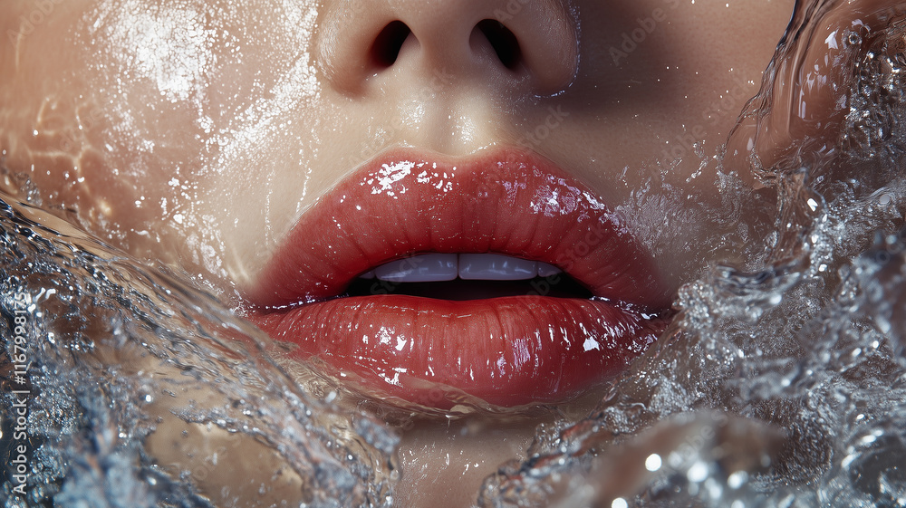 Fototapeta premium image of beautiful and attractive lip closeup and lip model