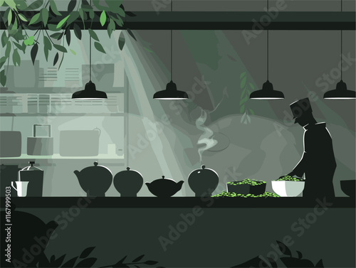 Tea Leaves Withering in a Dimly Lit Room: The First Step in the Tea-Making Journey