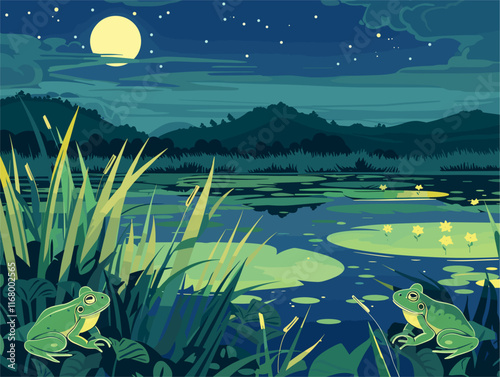 Frogs' Nocturnal Symphony: The Captivating Chorus of the Paddy Fields at Night, Illustrating a Vital Ecosystem