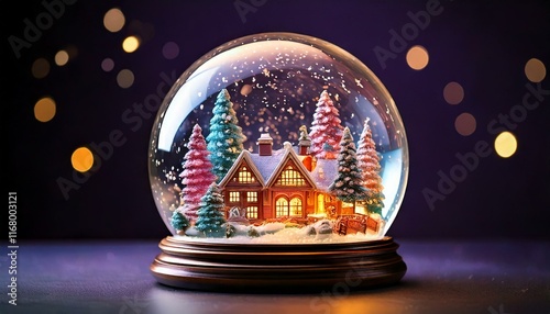  snow globe with a tiny pastel  photo