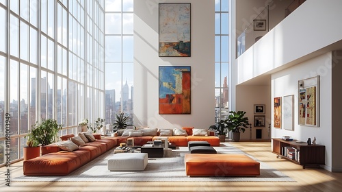 Contemporary urban living room design bright space photography