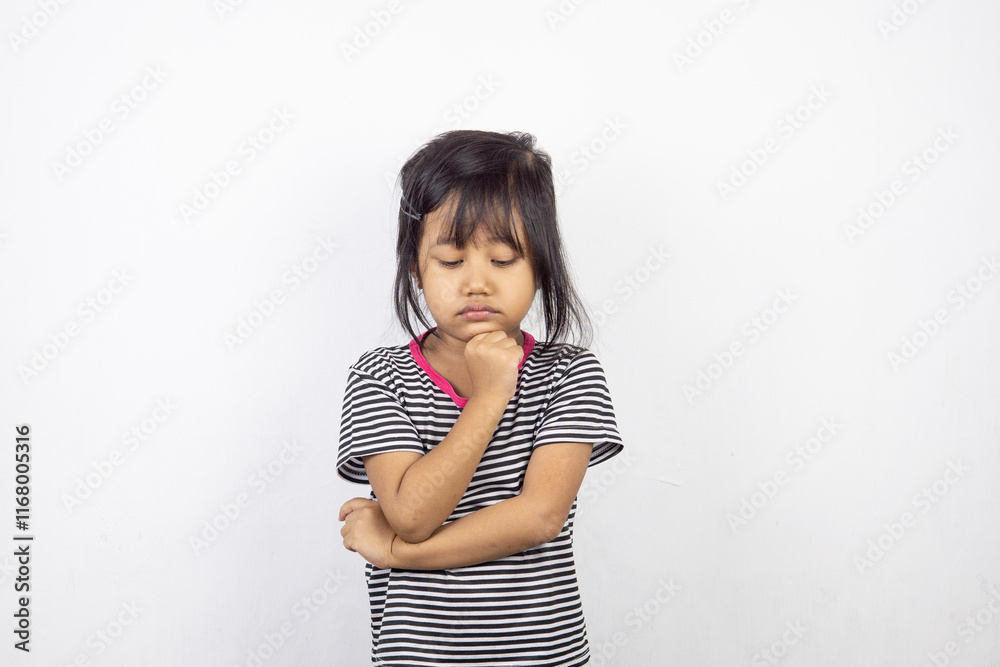 Portrait of little Asian girl posing on white background Portrait of little Asian girl posing on white background