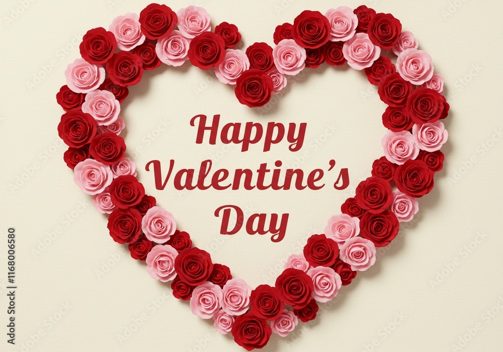 Romantic Valentine's Day Card with Hearts and Flowers Romantic Valentine's Day Card with Hearts and Flowers