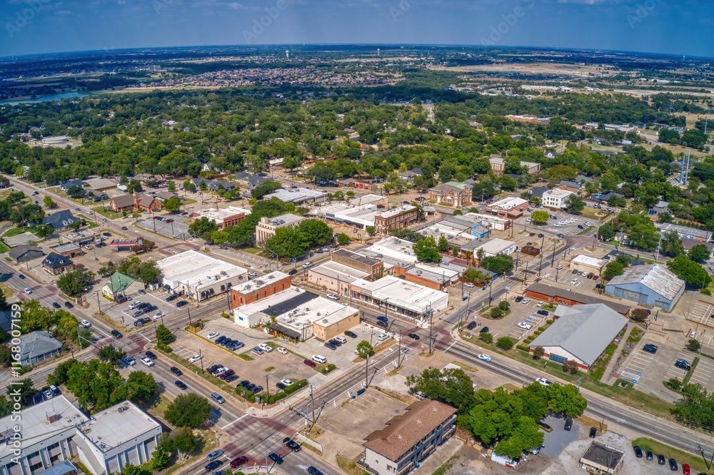 Fototapeta premium Aerial View of the DFW Suburb of Rockwall, Texas during Summer