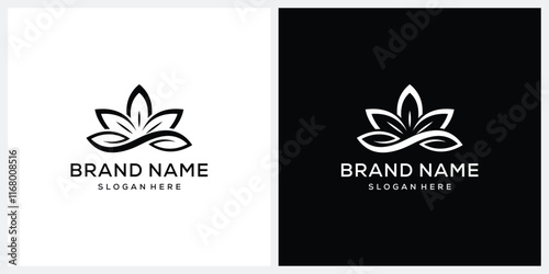 lotus leaf bloom natural simple logo design inspiration