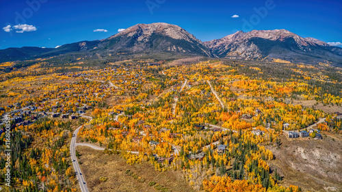 Aerial View of Silverthorne, Colorado during Autumn photo