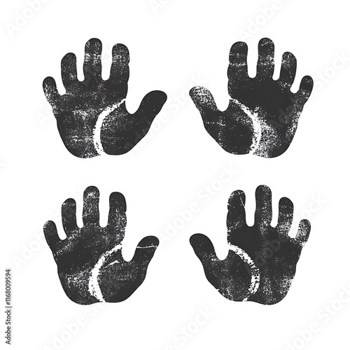 Four handprints in a simple, textured design
