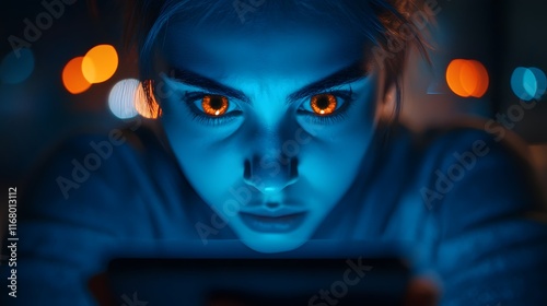 A powerful illustration of digital harassment in the form of threatening messages and hurtful comments, aimed at raising awareness