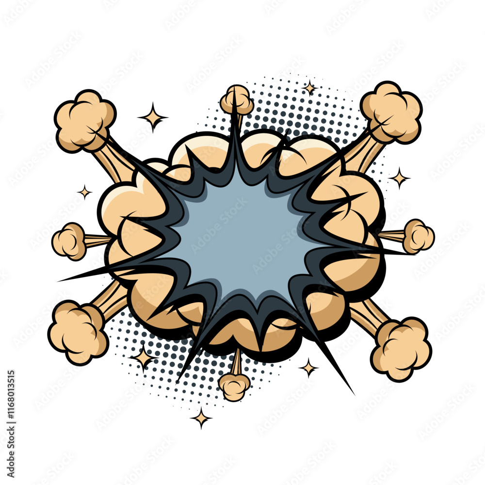 Fototapeta premium Cartoon, Boom explosion Comic Speech Bubble. Comic book page
