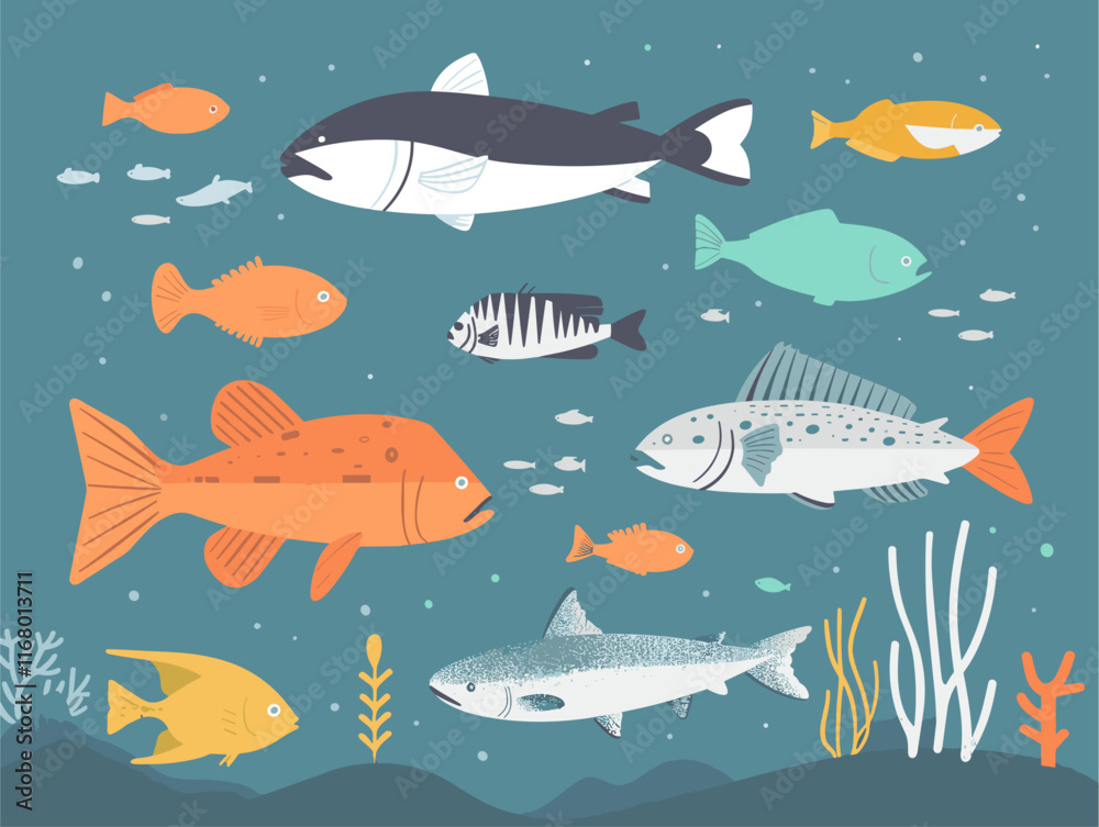 Naklejka premium Fish Identification Guide: A Visual Journey into the Underwater Realm