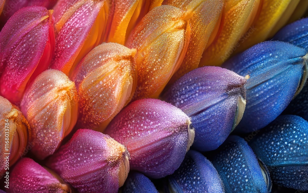Vibrant Rainbow Flower Petals Macro Photography Stunning Closeup of Colorful Flower Buds in Nature Vibrant Rainbow Flower Petals Macro Photography Stunning Closeup of Colorful Flower Buds in Nature