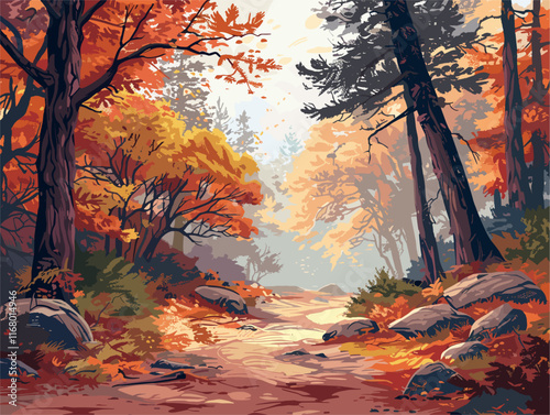 Enchanted Forest Rhapsody: A Vibrant Symphony of Nature's Embrace Expressed in an Animated Masterpiece