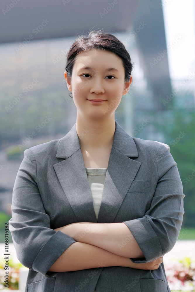 Confident Businesswoman in Modern Urban Setting Confident Businesswoman in Modern Urban Setting