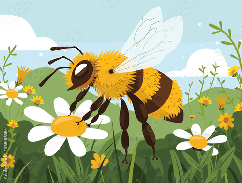 Bee's Microscopic Olfactory Pits: Unveiling the Secrets of Floral Scent Detection in Stunning Vector Art