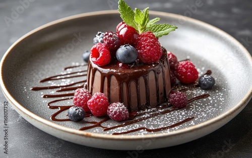 Decadent Chocolate Mousse Dessert with Fresh Berries: A Culinary Delight photo