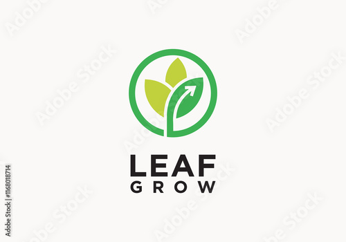 leaf logo with arrow vector. design icon symbol digital growth technology nature