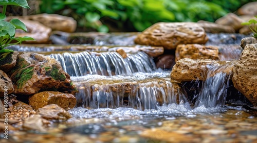 freshwater stream cascading over rocks photo