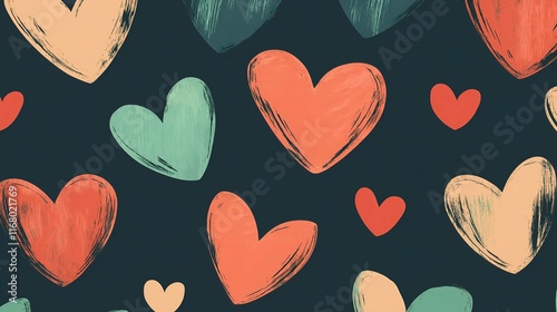 Abstract Valentine’s Pattern with Floating Heart Motifs